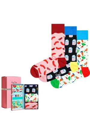 Happy Socks Sokken 3P Foodie Socks Gift Box Versch. kleure katoen Maat 36/40