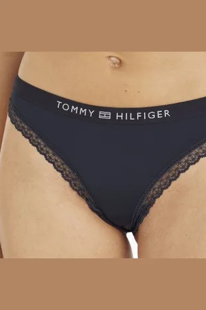 Tommy Hilfiger Tonal Logo Lace Thong Marine X-Small Dames