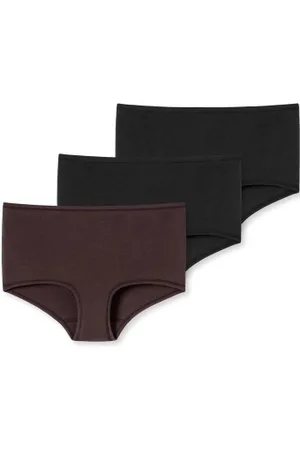 Schiesser 3P 95-5 Boyshorts Organic Cotton Zwart/Rood katoen 38 Dames