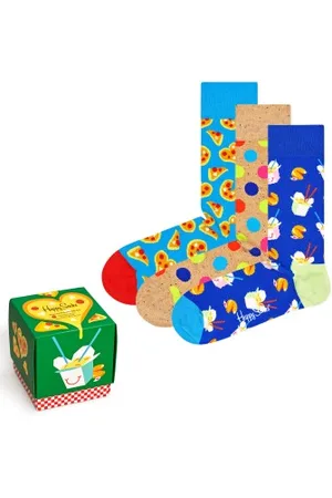 Happy Socks Sokken 3P Pizza Love Sock Gift Box Versch. kleure katoen Maat 36/40