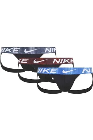 Nike Herenslips 3P Dri-Fit Essential Micro Jockstrap Zwart/Blauw polyamide X-Small Heren