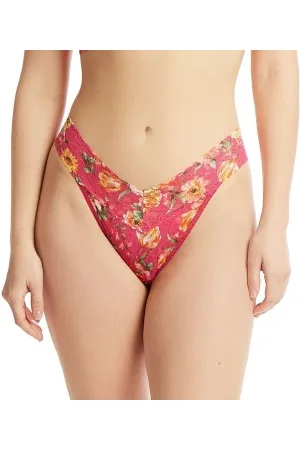 Hanky Panky 2P Printed Original Rise Thong Roze gebloemd nylon One Size Dames
