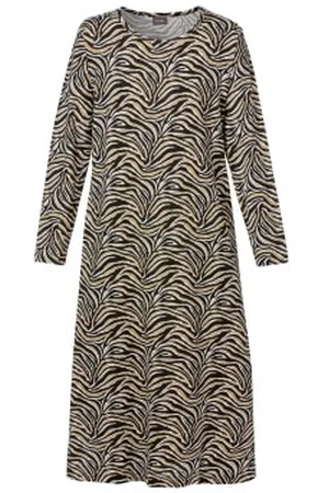 Trofé Trofe Zebra Long Sleeve Dress Versch. kleure katoen Small Dames