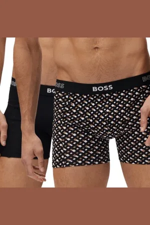HUGO BOSS Herenslips 2P Print Boxer Bruin patroon katoen Medium Heren