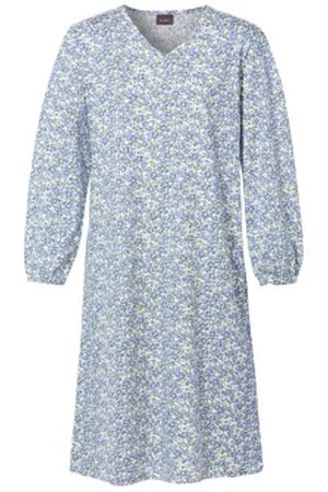Trofé Trofe Pretty Long Sleeve Dress Blauw patroon katoen Medium Dames