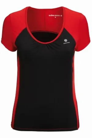Björn Borg Wake S-S Tee Chinese Red Zwart/Rood polyester X-Small Dames