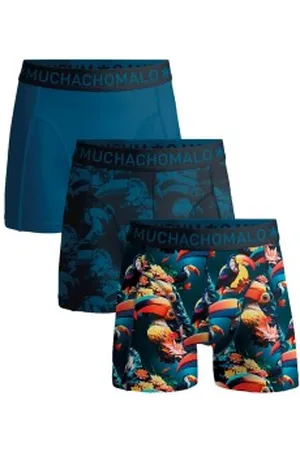 Muchachomalo Herenslips 3P Cotton Stretch Boxer Blauw patroon katoen Medium Heren