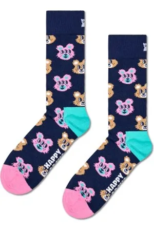 Happy Socks Sokken Teddy Sock Marineblauw patroon katoen Maat 36/40