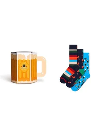 Happy Socks Sokken 3P Wurst And Beer Gift Set Marine katoen Maat 36/40