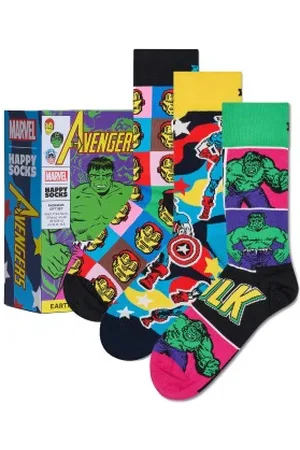 Happy Socks Sokken 3P Marvel Avengers Gift Set Versch. kleure katoen Maat 36/40
