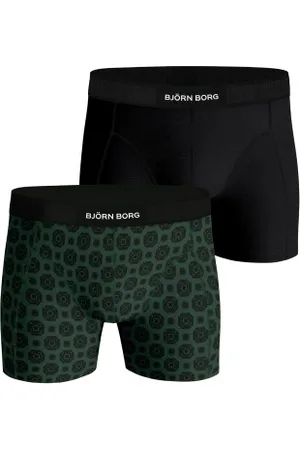 Björn Borg Herenslips 2P Premium Cotton Stretch Boxer Zwart/Groen katoen Large Heren
