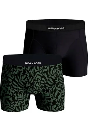 Björn Borg Herenslips 2P Premium Cotton Stretch Boxer 2354 Zwart/Groen katoen Large Heren