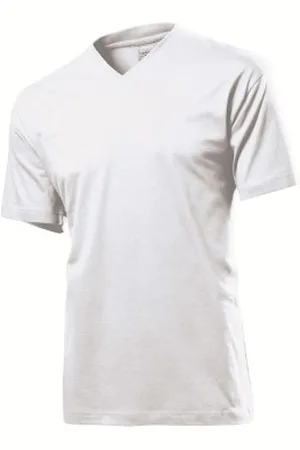 Stedman Classic V-Neck Men T-shirt Wit katoen Small Heren