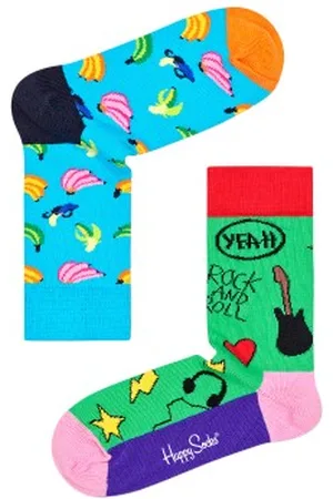 Happy Socks Sokken Rock Your Socks Friend Kids Sock Blauw/Groen katoen 4-6 år Kinderen
