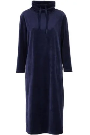 Damella Velour Cosy Dress Marine Small Dames
