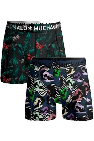 Muchachomalo Herenslips 2P Cotton Stretch Women Boxer Zwart/Blauw katoen X-Large Heren