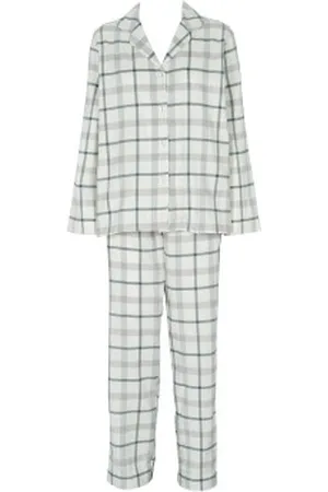 Missya Check Flannel Pyjama Blauw/Wit katoen Medium Dames