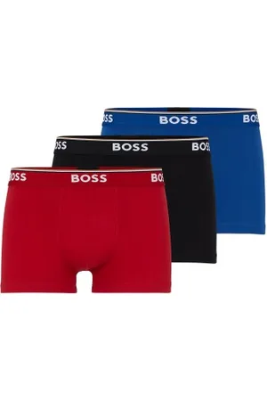 HUGO BOSS Herenslips 3P Cotton Stretch Trunks Zwart/Blauw katoen Medium Heren