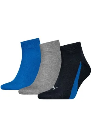 PUMA Sokken 3P Lifestyle Quarter Socks Zwart/Blauw Maat 35/38