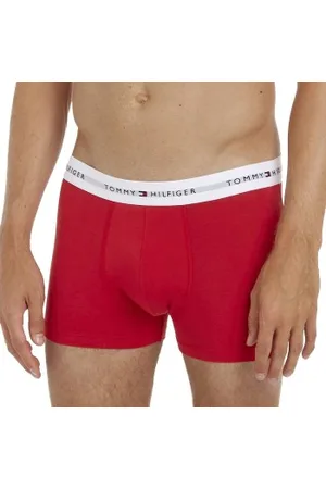 Tommy Hilfiger Herenslips 3P Signature Essential Cotton Trunk Rood/Blauw katoen Small Heren