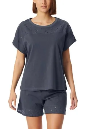 Schiesser Casual Nightwear Short Pyjama Set Donkergrijs katoen 36 Dames