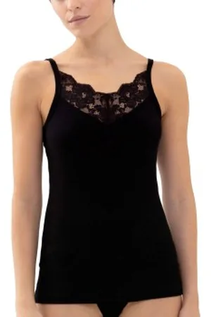 Mey Organic Cotton Spaghetti Top Zwart katoen X-Small Dames