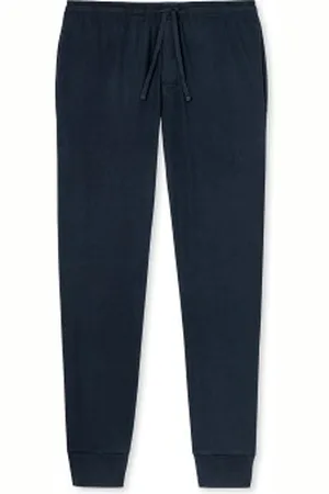 Schiesser Mix and Relax Lounge Pants With Cuffs Donkerblauw katoen Small Heren