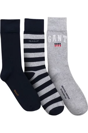 GANT Sokken 3P Cotton Socks Gift Box Blauw/Grijs One Size Heren