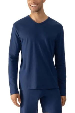 Mey Solid Night Long-Sleeved T-Shirt Donkerblauw katoen Small Heren