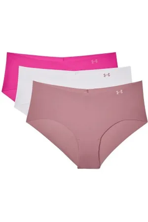 Under Armour 3P Pure Stretch Hipster 1325 Roze/Wit Small Dames