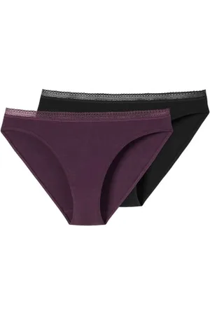Schiesser 2P Cotton Lace Rio Slip Lila/Zwart katoen 36 Dames