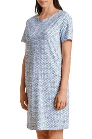 Calida Spring Nights Nightshirt Blauw patroon katoen Small Dames