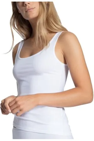 Calida Natural Comfort Tank Top Rounded Neck Wit katoen Large Dames