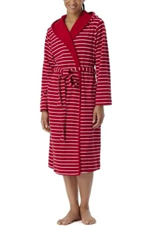 Schiesser Women Terry Bathrobe Rood/Wit Large Dames