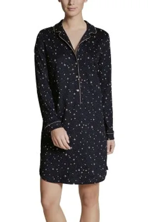 Calida Winter Dreams Nightshirt Marineblauw gestreept katoen Large Dames