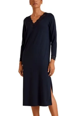 Calida Elegant Dreams Long Nightdress Donkerblauw modaal Large Dames