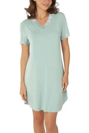 Lady Avenue Bamboo Nightdress SS Mintgroen Bamboe Small Dames