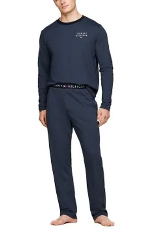 Tommy Hilfiger Long Sleeve Jersey PJ Set Marine Medium Heren