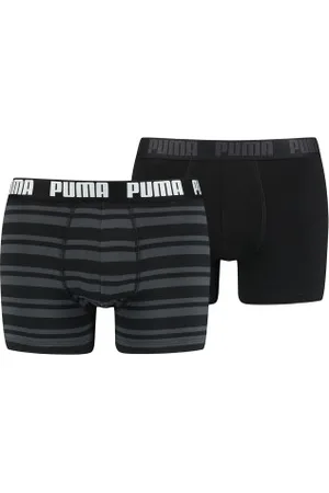 PUMA Herenslips 2P Heritage Stripe Boxer Zwartgestreept katoen Small Heren