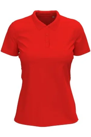 Stedman Claire Short Sleeve Polo Rood rondgewoven katoen X-Small Dames