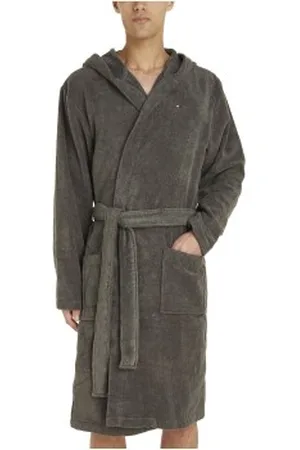 Tommy Hilfiger Cotton Hooded Bathrobe Grijs katoen Medium Heren
