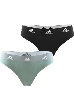 adidas 2P Underwear Brazilian Thong Zwart/Groen katoen Large Dames