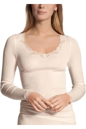 Calida Richesse Lace Long-sleeve Top Ivoor 46-48 Dames