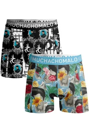 Muchachomalo Herenslips 2P Cotton Stretch Elvis the King of Rock Zwart/Blauw katoen Medium Heren