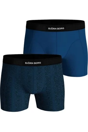 Björn Borg Bjorn Borg Premium Cotton Stretch Boxer Brief Herenslips 2P Zwart/Blauw katoen Large Heren