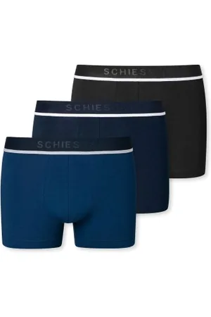 Schiesser Herenslips 3P Organic Cotton Woven Boxer Brief Zwart/Blauw katoen Small Heren