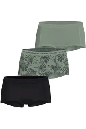 Björn Borg 3P Everyday Cotton Boxer Shorts Zwart/Groen katoen Large Dames
