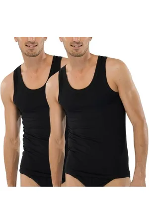 Schiesser 2P Authentic Undershirts Zwart katoen Small Heren