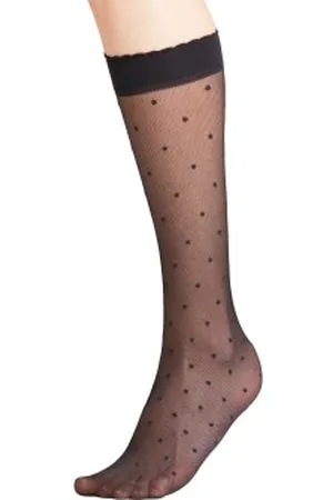Falke Falke Sokken Women Seasonal Dot Knee High 15 Den Zwart polyamide Maat 35/38 Dames