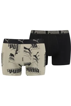 PUMA Herenslips 2P Logo Print Boxer Zand katoen Medium Heren